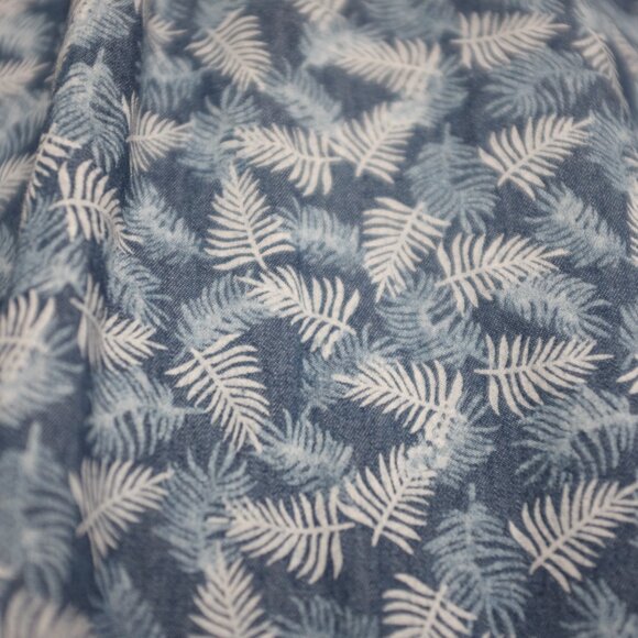 Rue saint patrick blue white feather leaves button down 100% cotton size M - Picture 4 of 10